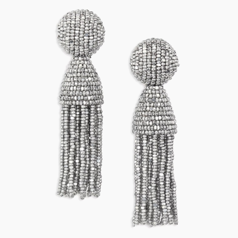 Authentic Oscar de la Renta Silver Tassel Clip-on Earrings NWOT *FINAL PRICE*